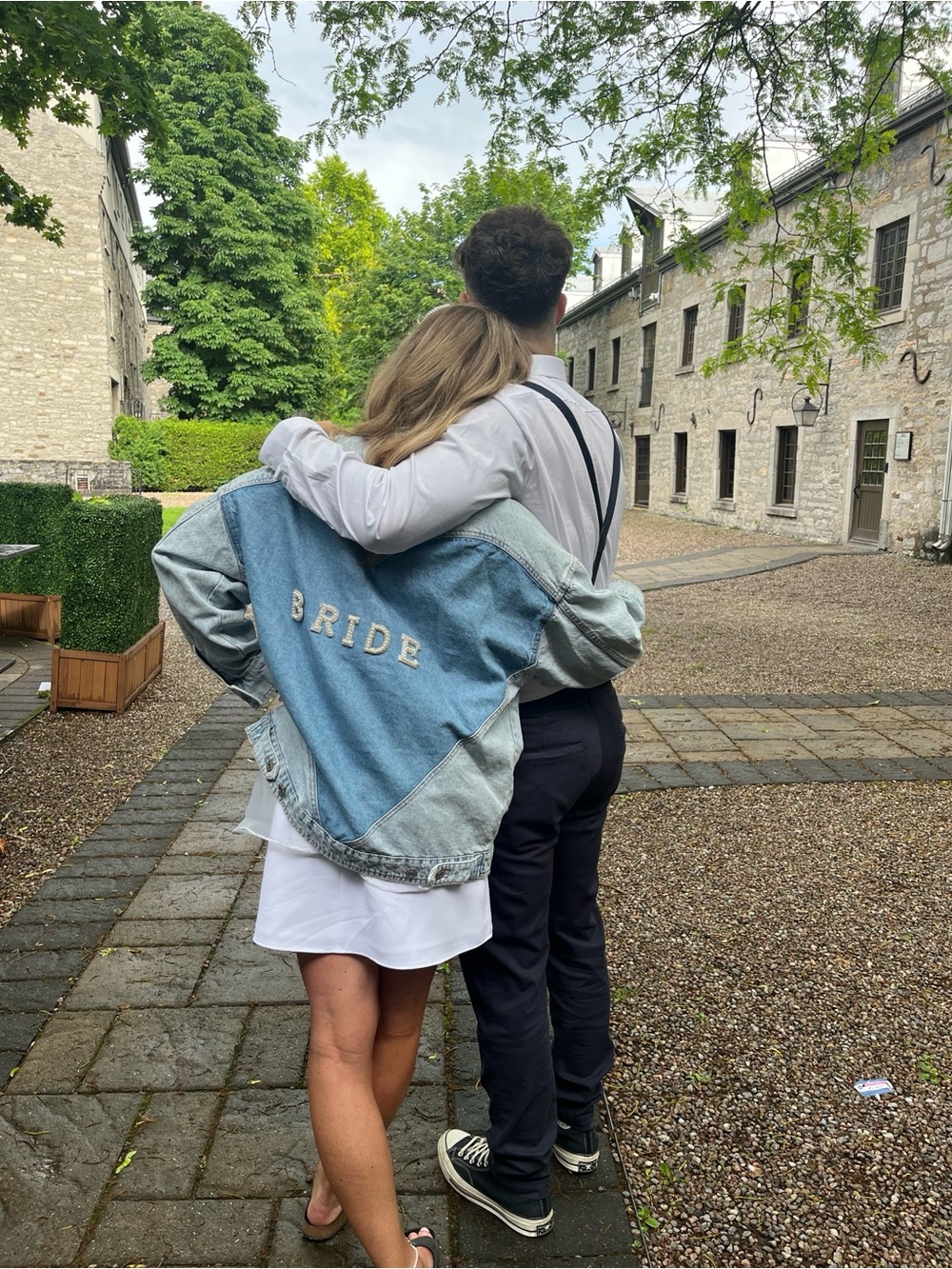 Zara Light Blue Denim Jacket with Dark Blue Heart and BRIDE